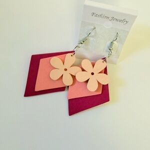 Pink Flower Earrings